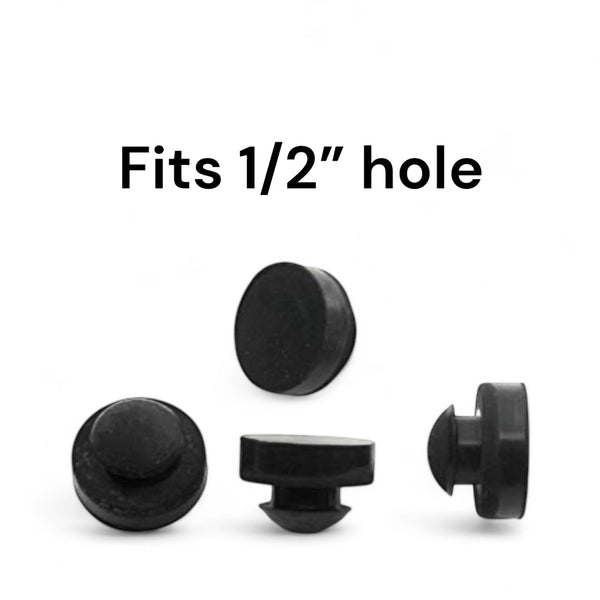 Fits 1/2" Hole - 11/16" Diameter - 5/16" Height - 3/16" Panel Thickness - Push-in Ridged Stem Rubber Grommet Bumper