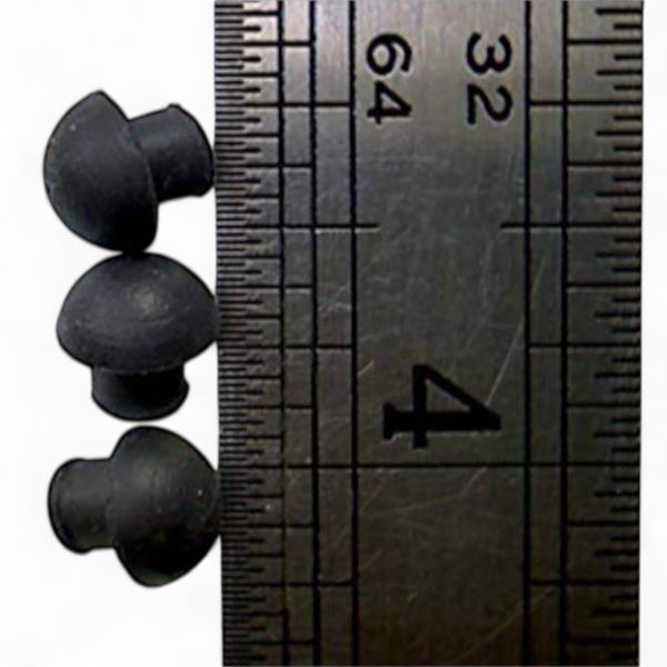 Fits 3/16" Hole - 11/32" Diameter - 5/32" Bumper Height - 3/16" Stem Height - Mushroom Push-in Rubber Grommet Bumper