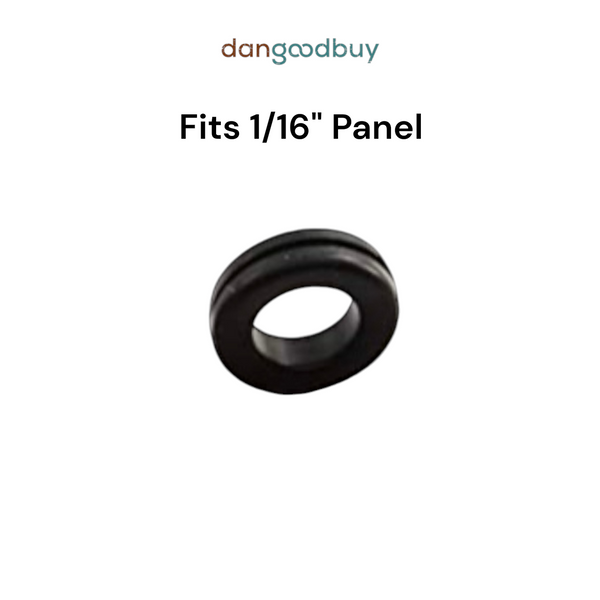 Black rubber gasket with text indicating it fits a 1/16" panel on a white background. RGR9161