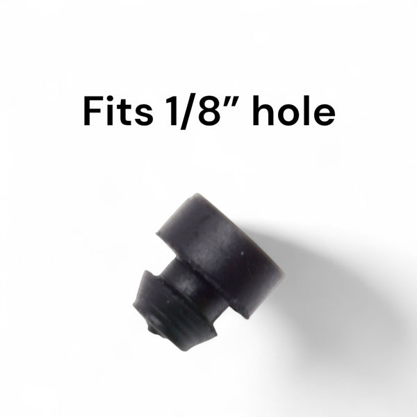 Fits 1/8" Hole - 7/32" Diameter - 3/32" Height - 1/16" Panel Thickness - Push-in Rubber Grommet Bumper