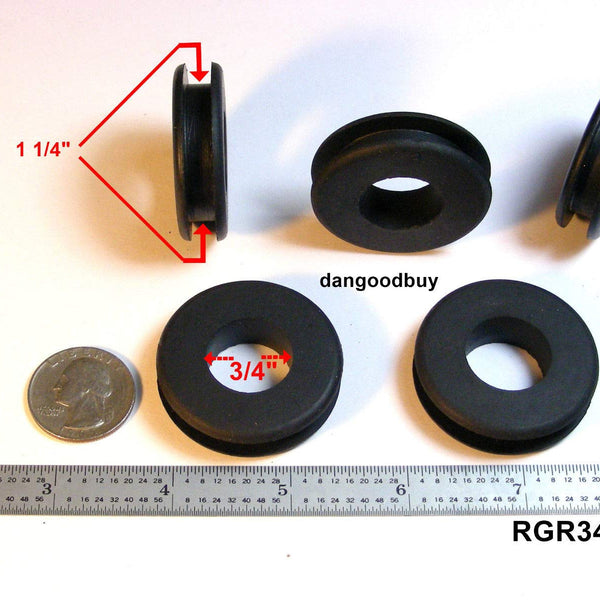 Fits 1 1/4" Hole - 1/4" Panel Thickness - 3/4" Center Hole - Rubber Grommet