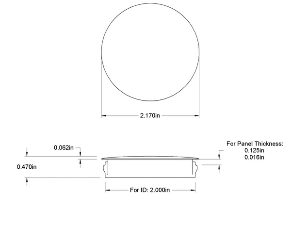 Fits 2" Hole - 2 3/16" Diameter - up to 1/8" Panel Thickness - Nylon Caps Locking Panel Plugs