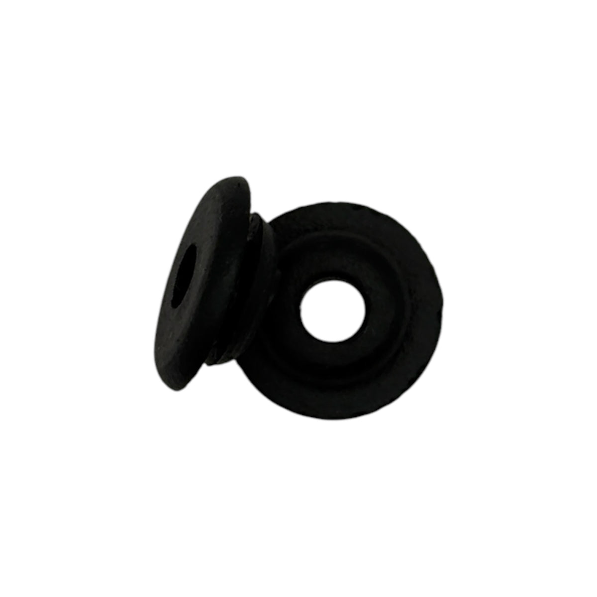 Fits 5/16" Hole - 1/16" Panel Thickness - 3/16" Center Hole - 5/8" Upper Outer Diameter - 7/16" Lower Outer Diameter - Overall Height 7/32" - Rubber Grommet