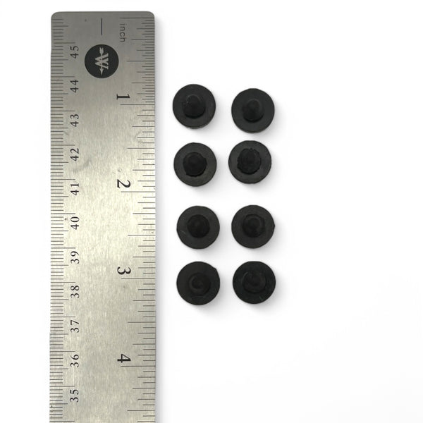 Fits 3/16" Hole - 1/2" Diameter - 3/32" Height - 1/16" Panel Thickness - Rounded Push-in Rubber Grommet Bumper