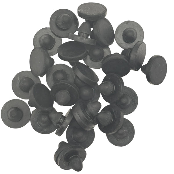 Fits 3/16" Hole - 1/2" Diameter - 3/32" Height - 1/16" Panel Thickness - Rounded Push-in Rubber Grommet Bumper