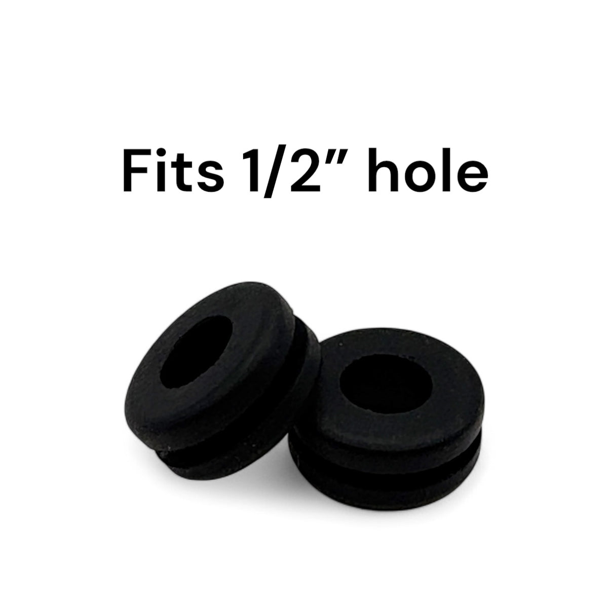 Fits 1/2" Hole - 3/32" Panel Thickness - 3/8" Center Hole - Rubber Grommet