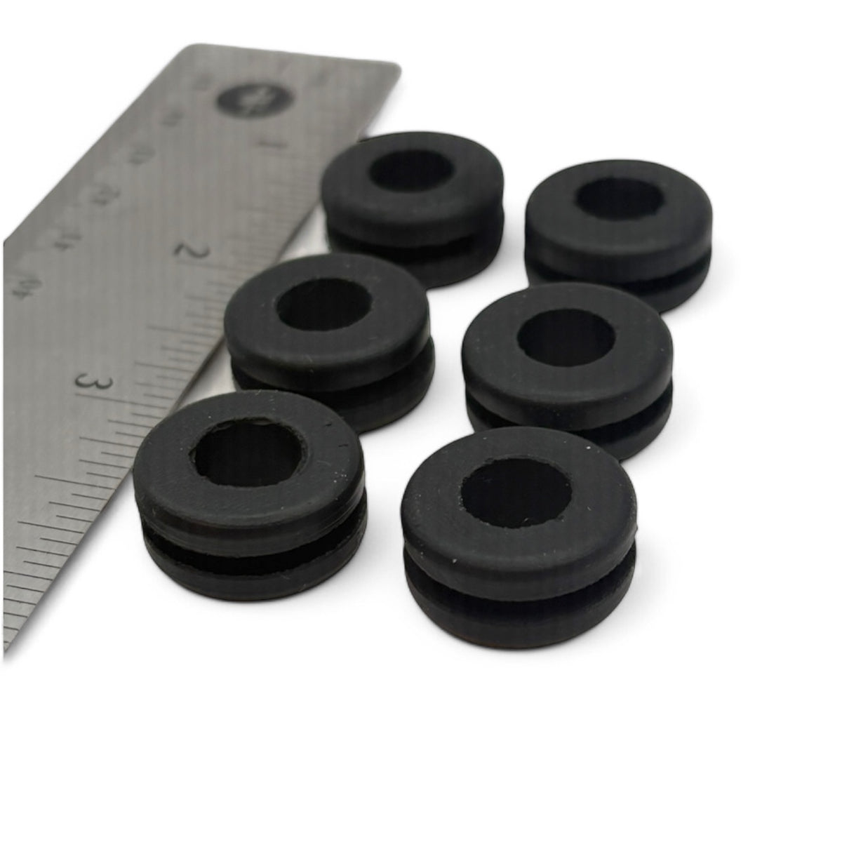 Fits 1/2" Hole - 3/32" Panel Thickness - 3/8" Center Hole - Rubber Grommet