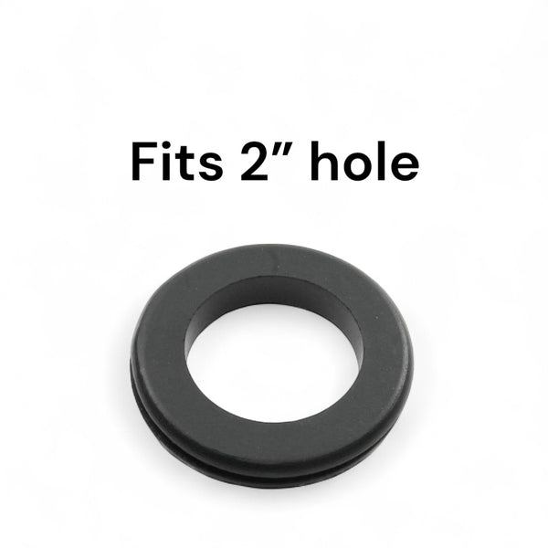 Fits 2" Hole - 3/32" Panel Thickness - 1 1/2" Center Hole - Rubber Grommet