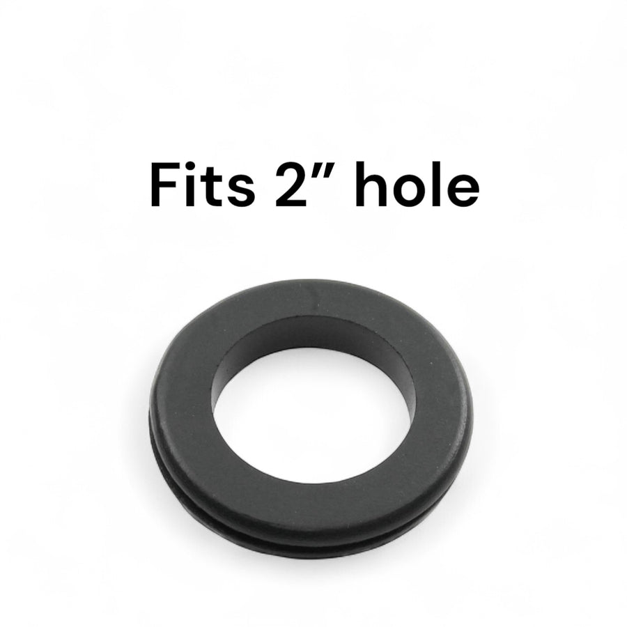 Fits 2" Hole - 3/32" Panel Thickness - 1 1/2" Center Hole - Rubber Grommet