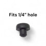 Fits 1/4" Hole - 1/2" Diameter - 1/4" Stem Height - 7/32" Bumper Height - Rounded Push-in Rubber Bumper
