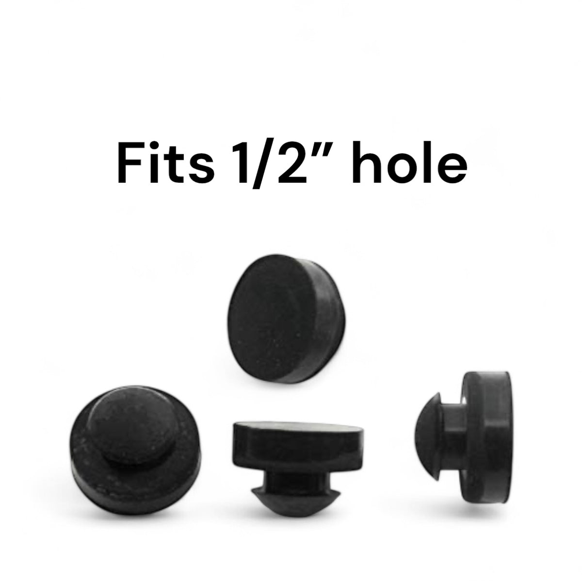 Fits 1/2" Hole - 11/16" Diameter - 5/16" Height - 3/16" Panel Thickness - Push-in Ridged Stem Rubber Grommet Bumper