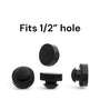 Fits 1/2" Hole - 11/16" Diameter - 5/16" Height - 3/16" Panel Thickness - Push-in Ridged Stem Rubber Grommet Bumper