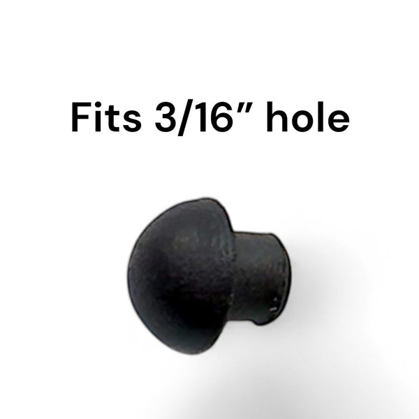 Fits 3/16" Hole - 11/32" Diameter - 5/32" Bumper Height - 3/16" Stem Height - Mushroom Push-in Rubber Grommet Bumper