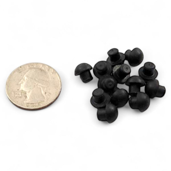 Fits 3/16" Hole - 11/32" Diameter - 5/32" Bumper Height - 3/16" Stem Height - Mushroom Push-in Rubber Grommet Bumper