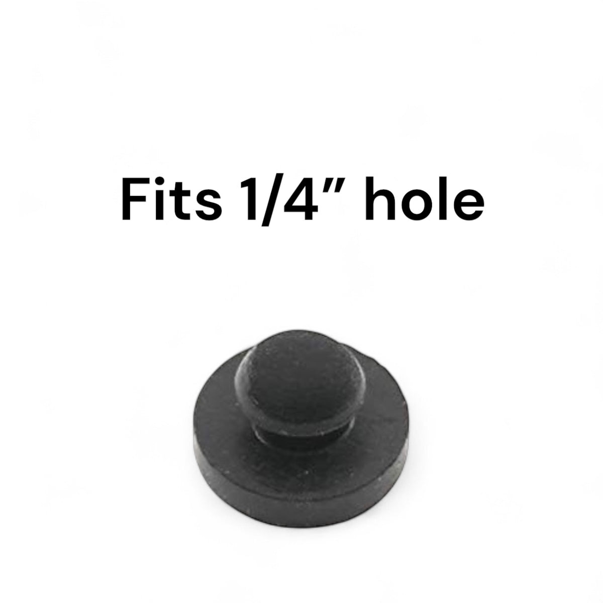 Fits 1/4" Hole - 9/16" Diameter - 3/8" Total Height - 1/8" Panel Thickness - Push-in Ridged Stem Rubber Grommet Bumper