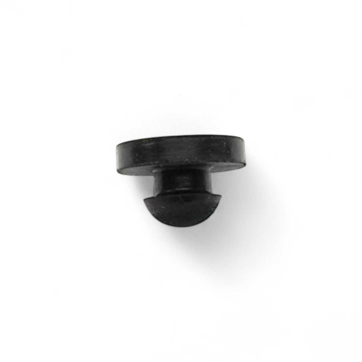 Fits 1/4" Hole - 9/16" Diameter - 3/8" Total Height - 1/8" Panel Thickness - Push-in Ridged Stem Rubber Grommet Bumper