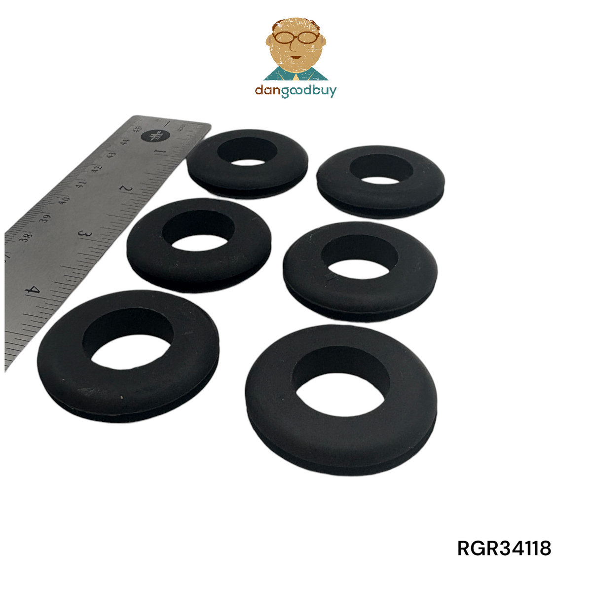 Fits 1 1/8" Hole - 3/32" Panel Thickness - 3/4" Center Hole - Rubber Grommet