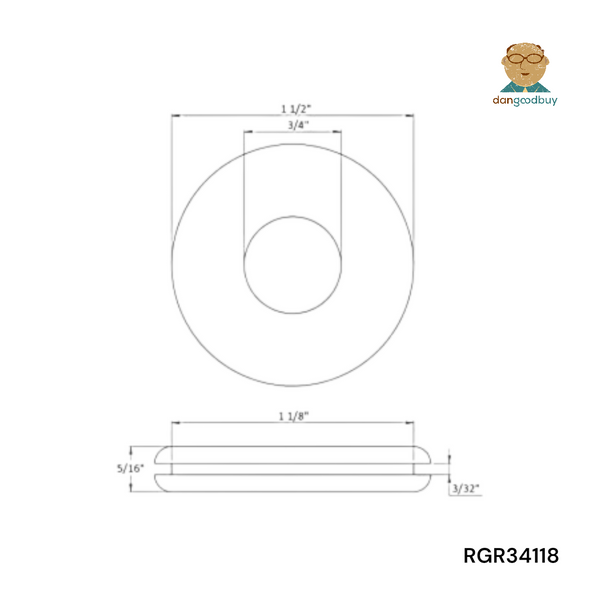 Fits 1 1/8" Hole - 3/32" Panel Thickness - 3/4" Center Hole - Rubber Grommet