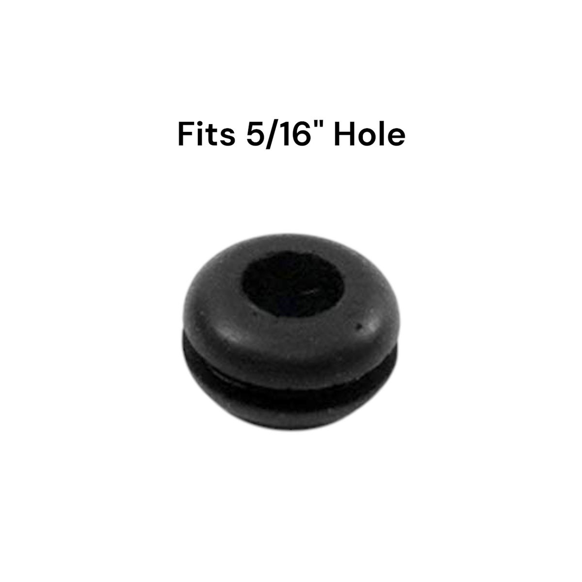 Fits 5/16" Hole - 1/16" Panel Thickness - 3/16" Center Hole - 13/32" Outer Diameter - Overall Height 7/32" - Rubber Grommet