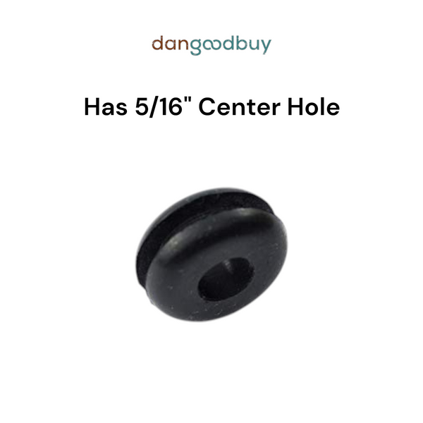 Black rubber grommet with a 5/16" center hole on a white background, branded 'dangoodbuy'. RGR51691618
