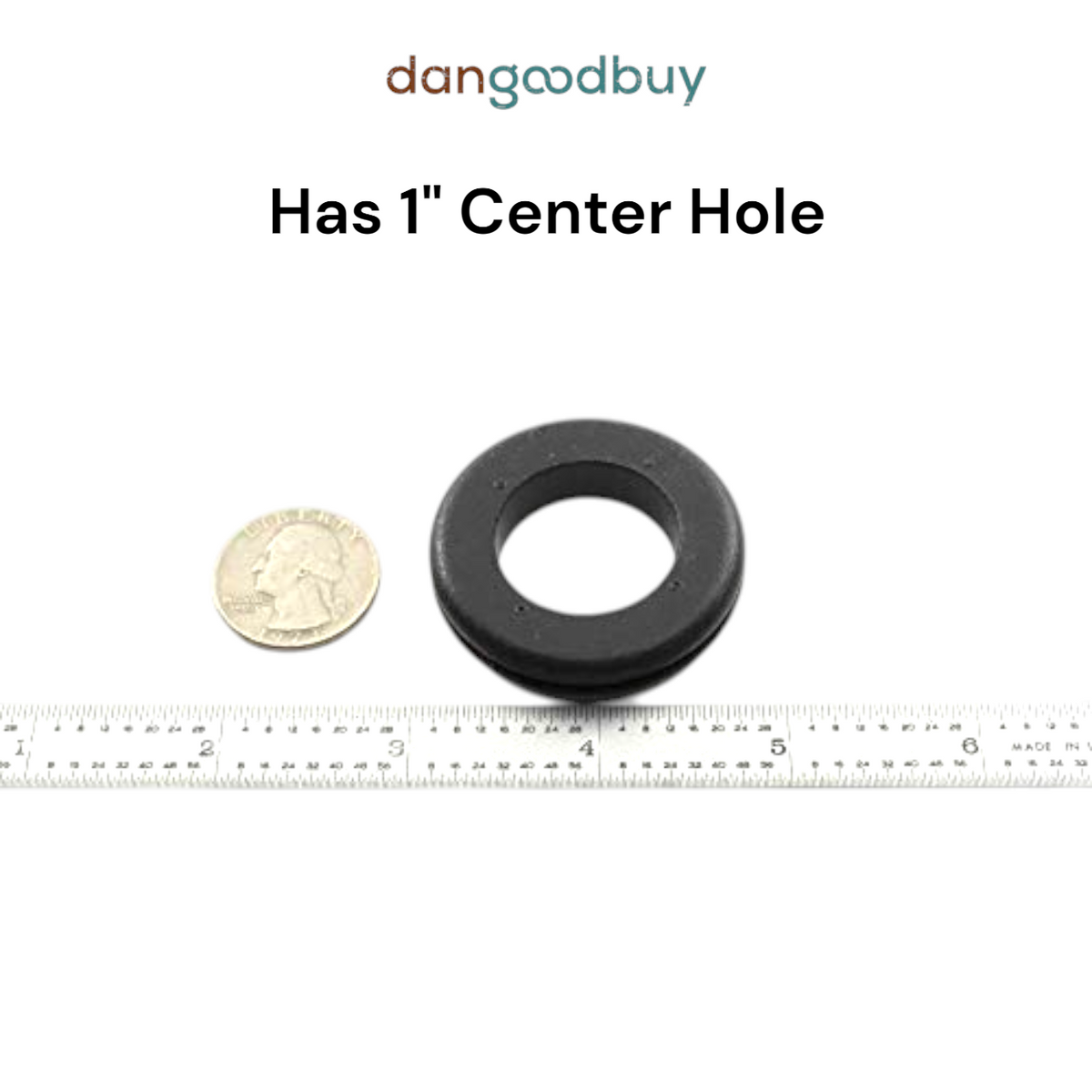 Fits 1 3/8" Hole - 3/32" Panel Thickness - 1" Center Hole - Rubber Grommet