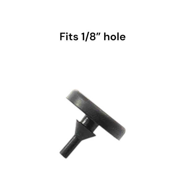 Black grommet bumper with text 'Fits 1/8" hole' on a white background. Dangoodbuy PB7818
