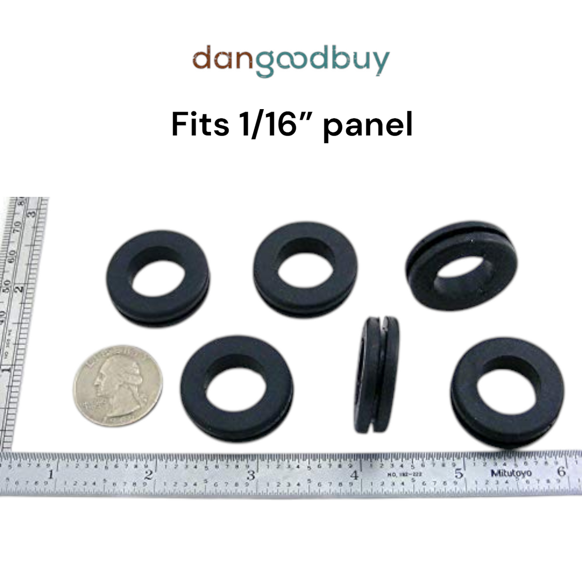 Fits 7/8" Hole - 1/16" Panel Thickness - 5/8" Center Hole - Rubber Grommet