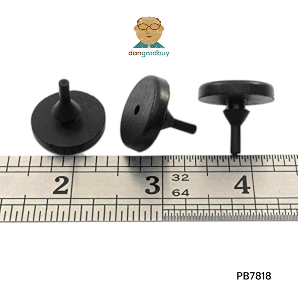 Three black rubber bumpers of different angles with a ruler for scale on a white background, featuring the brand 'dangoodbuy'. PB7818