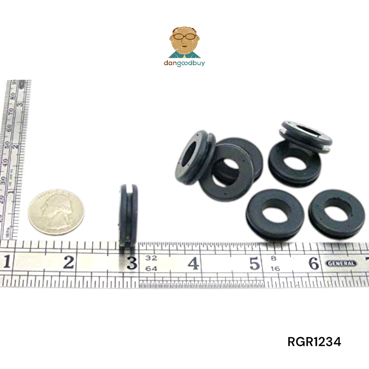 Fits 3/4" Hole - 3/32" Panel Thickness - 1/2" Center Hole - Rubber Grommet