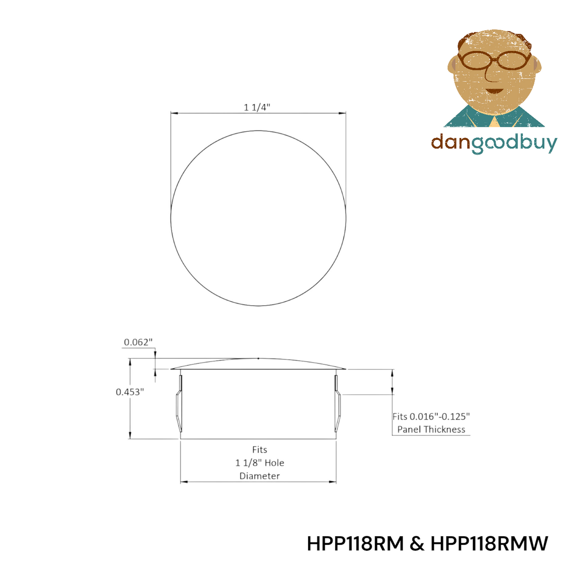 Fits 1 1/8" Hole - 1 1/4" Diameter - up to 1/8" Panel Thickness - Nylon Caps Locking Panel Plugs