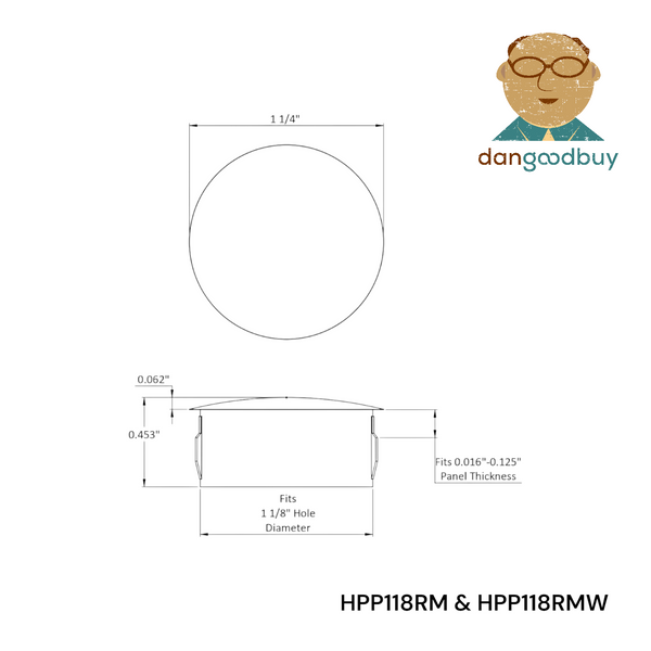 Fits 1 1/8" Hole - 1 1/4" Diameter - up to 1/8" Panel Thickness - Nylon Caps Locking Panel Plugs