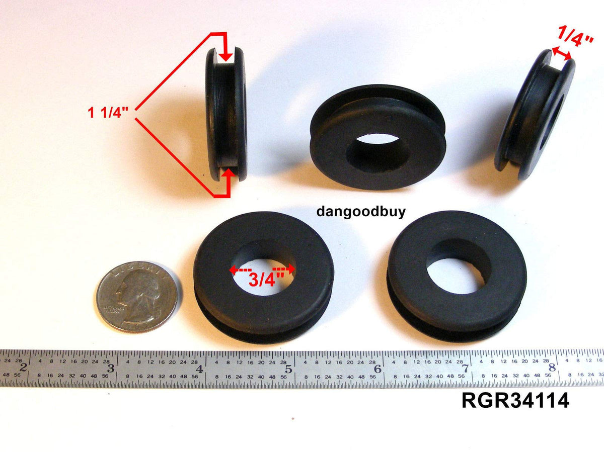 Fits 1 1/4" Hole - 1/4" Panel Thickness - 3/4" Center Hole - Rubber Grommet