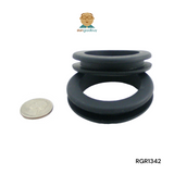 Black rubber grommets with a coin for scale on a white background, featuring the 'dangoodbuy' logo. RGR1342