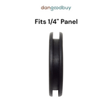 Black rubber grommet with text indicating it fits a 1/4