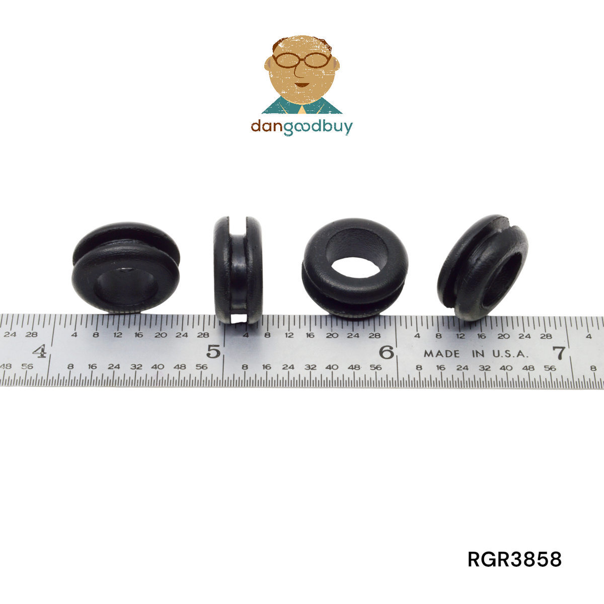 Fits 7/16" Hole - 3/32" Panel Thickness - 3/8" Center Hole - Rubber Grommet
