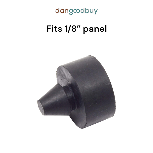 Fits 3/8" Hole - 1/2" Diameter - 1/2" Height - 1/8" Panel Thickness - Push-in Rubber Grommet Bumper