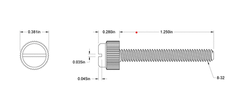 8-32 Thread Size - 1 1/4" Length - Nylon Thumb Screw With Slotted Drive