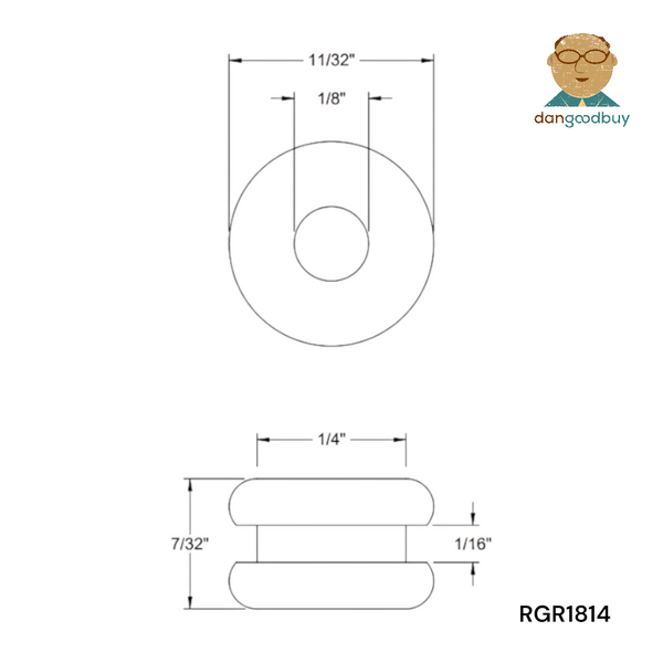 Fits 1/4" Hole - 1/16" Panel Thickness - 1/8" Center Hole - Rubber Grommet