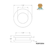 Technical drawing of dangoodbuy rubber grommet RGR113814 with dimensions.