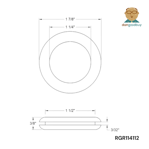 Fits 1 1/2" Hole - 3/32" Panel Thickness - 1 1/4" Center Hole - Rubber Grommet