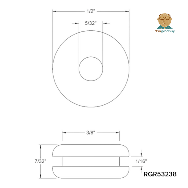 Fits 3/8" Hole - 1/16" Panel Thickness - 5/32" Center Hole - Rubber Grommet
