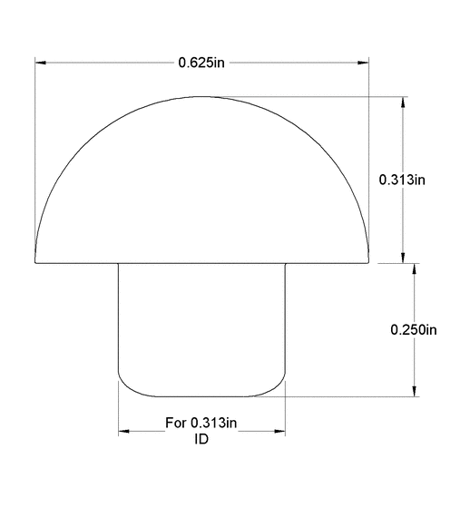 Fits 5/16" Hole - 5/8" Diameter - 5/16" Bumper Height - 1/4" Stem Height - Mushroom Push-In Rubber Grommet Bumper