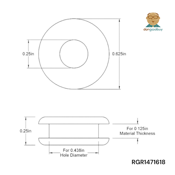 Fits 7/16" Hole - 1/8" Panel Thickness - 1/4" Center Hole - Rubber Grommet
