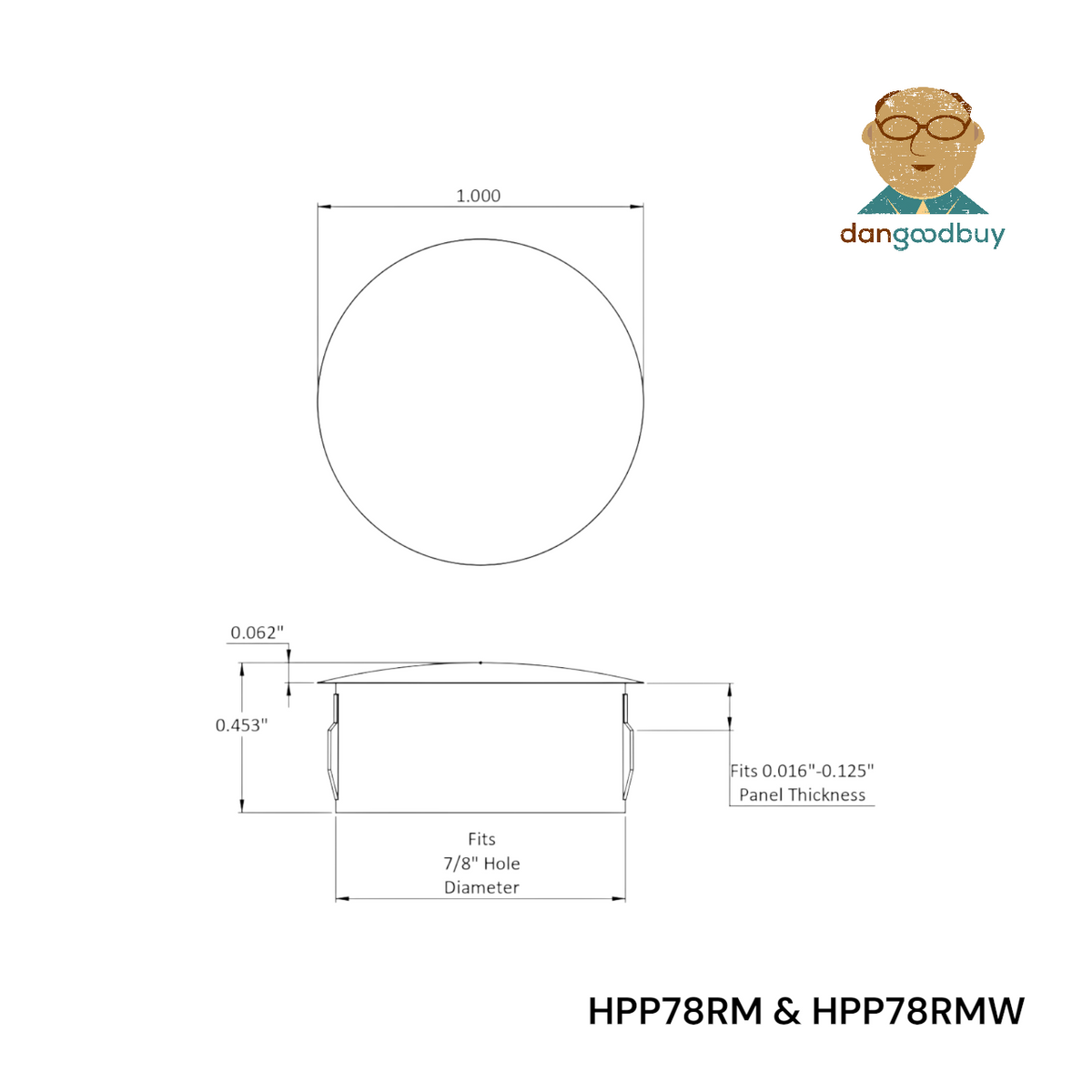 Fits 7/8" Hole - 1 1/8" Diameter - up to 1/8" Panel Thickness - Nylon Caps Locking Panel Plugs
