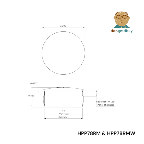 Fits 7/8" Hole - 1 1/8" Diameter - up to 1/8" Panel Thickness - Nylon Caps Locking Panel Plugs