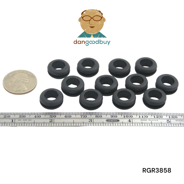 Fits 7/16" Hole - 3/32" Panel Thickness - 3/8" Center Hole - Rubber Grommet